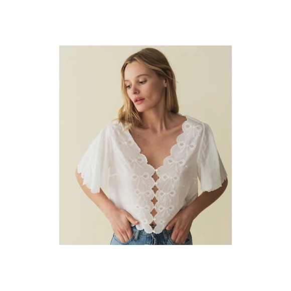 DÔEN Kacy Embroidered Cotton-Voile Top NWT - Picture 2 of 6